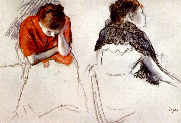 Two women seated by Degas